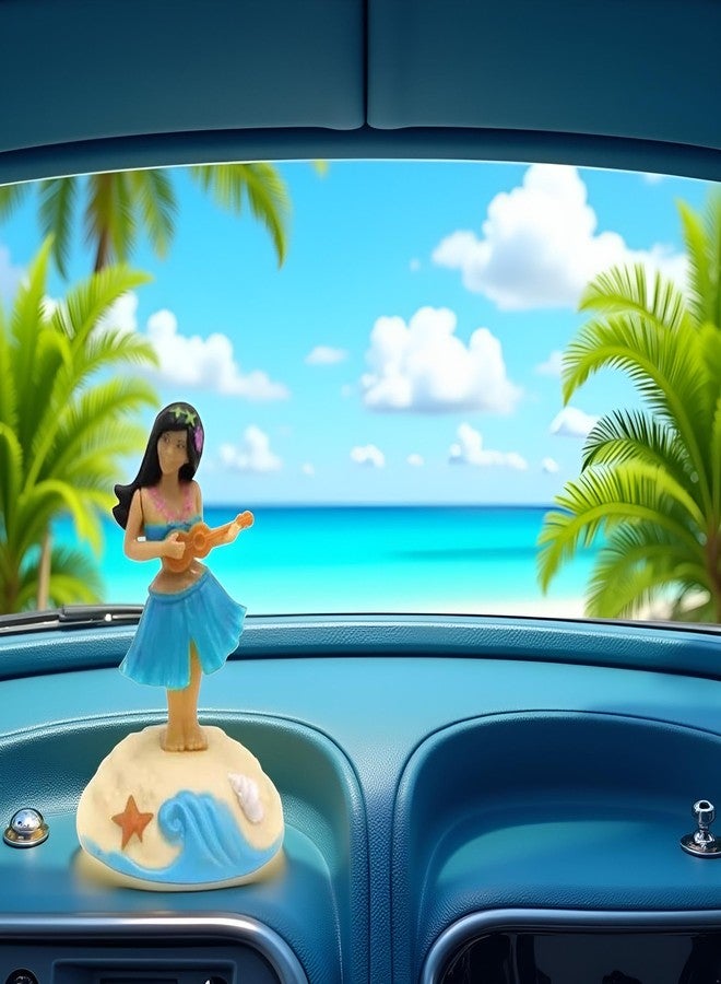 Cauaoa Blue Solar Dancing Hula Girl, Solar Powered Dancing Figures Decoration, Car Dashboard, Shaking Head Figure Interior Decoration Desktop Ornaments,Solar Power Kits - Image 4